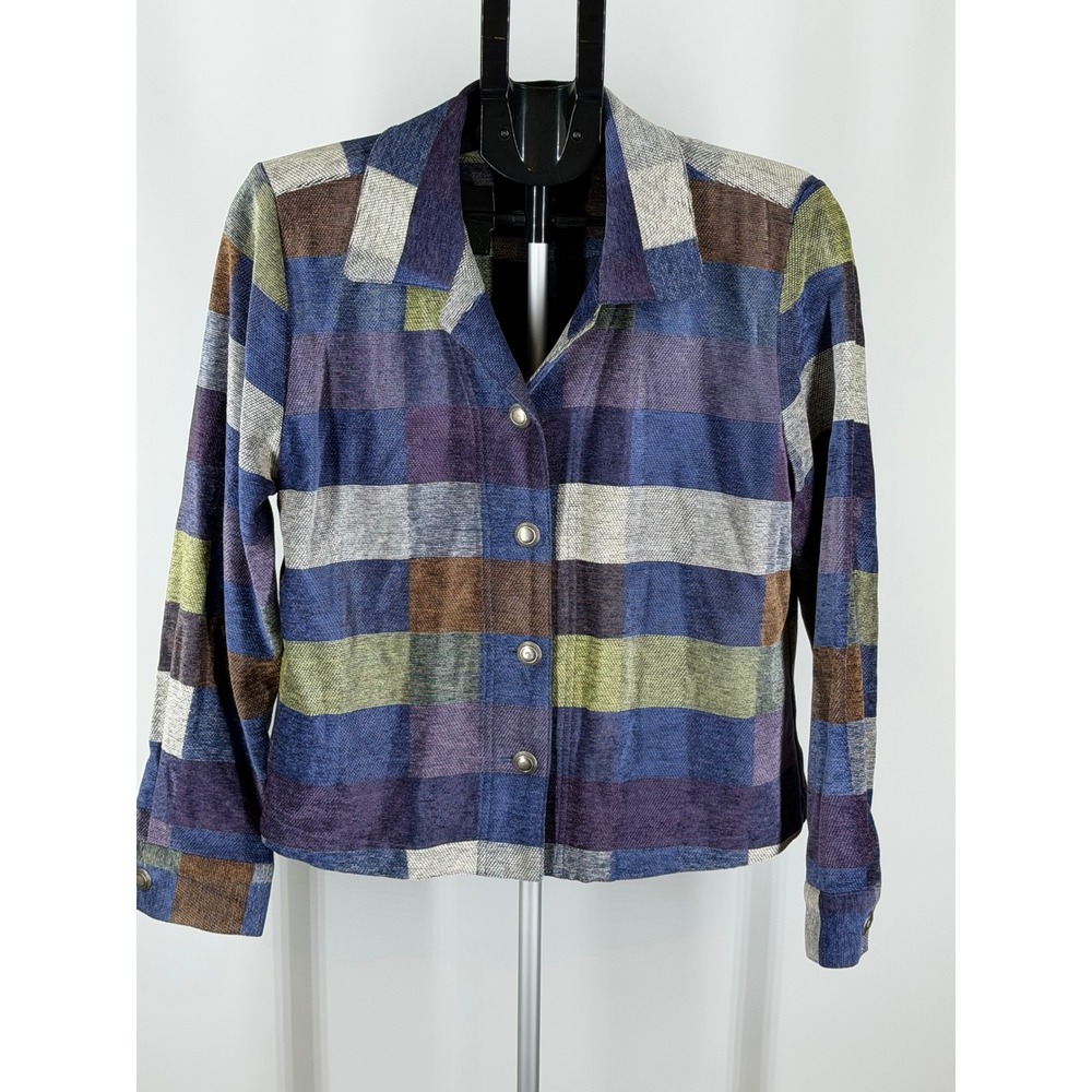 Christopher & Banks Womens Patchwork Block Jacket Blue Purple Green Small